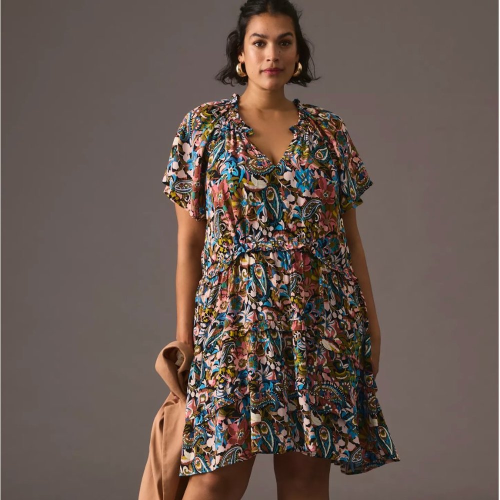 By Anthropologie Robin Tiered Mini Dress